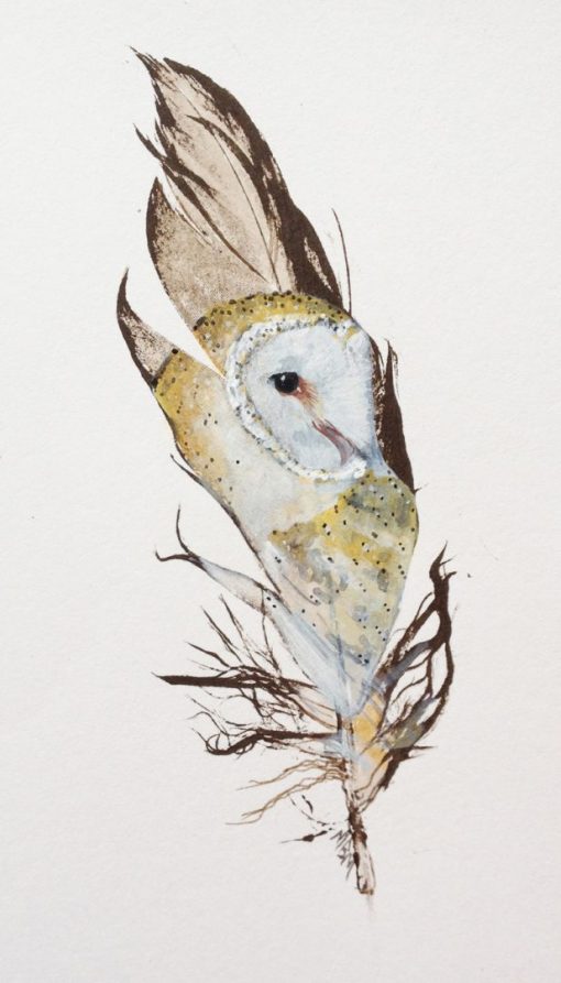 Barn Owl painted feather