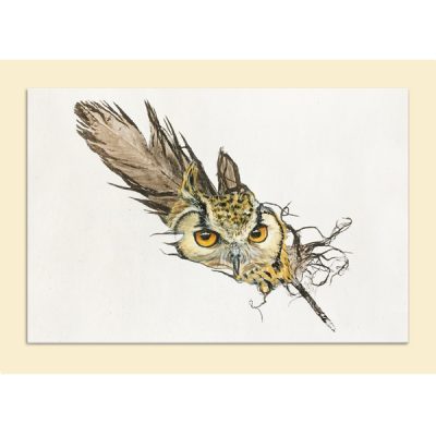 Greetings card eagle owl in the golden hour
