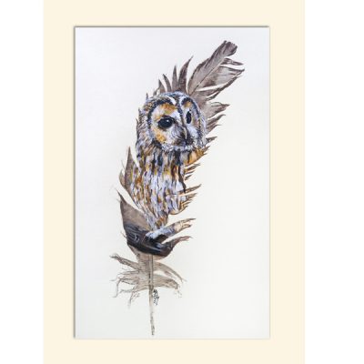 tawny owl painted feather