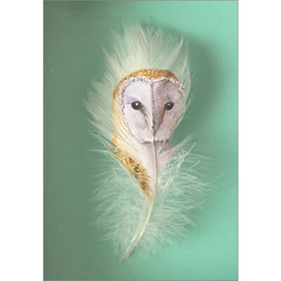 Real painted feather The Look of Love Barn Owl