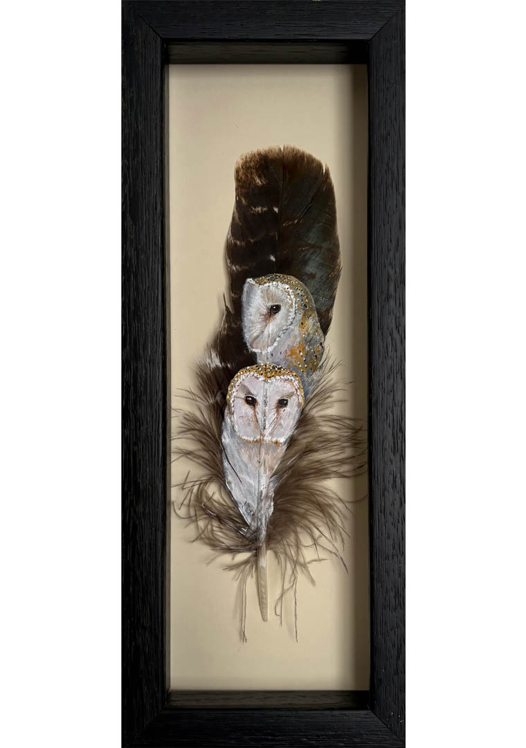 original painting barn owls softness and strength