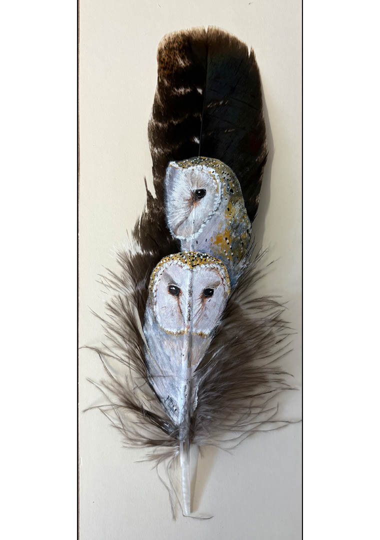 original painting barn owls softness and strength
