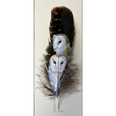 original painting barn owls softness and strength